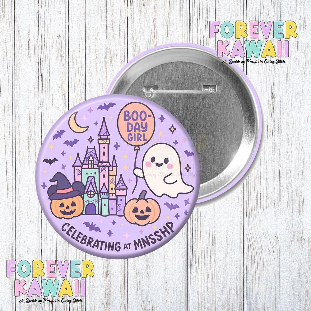 Boo-Day Girl Birthday Celebration Pinback Button - MNSSHP Park Button
