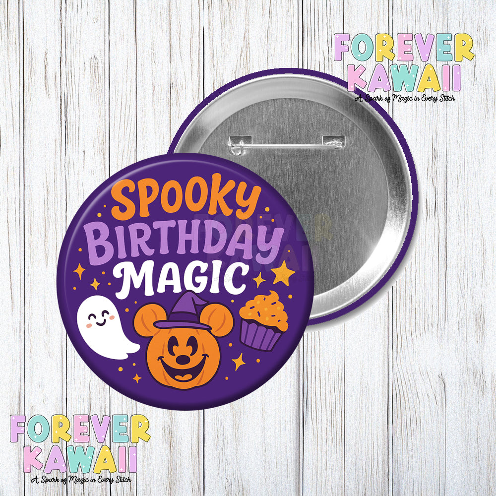 Spooky Magical Birthday Celebration Pinback Button - Halloween Button
