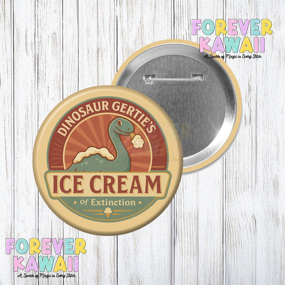 Dinosaur Gertie's Ice Cream - Celebration Pinback Button