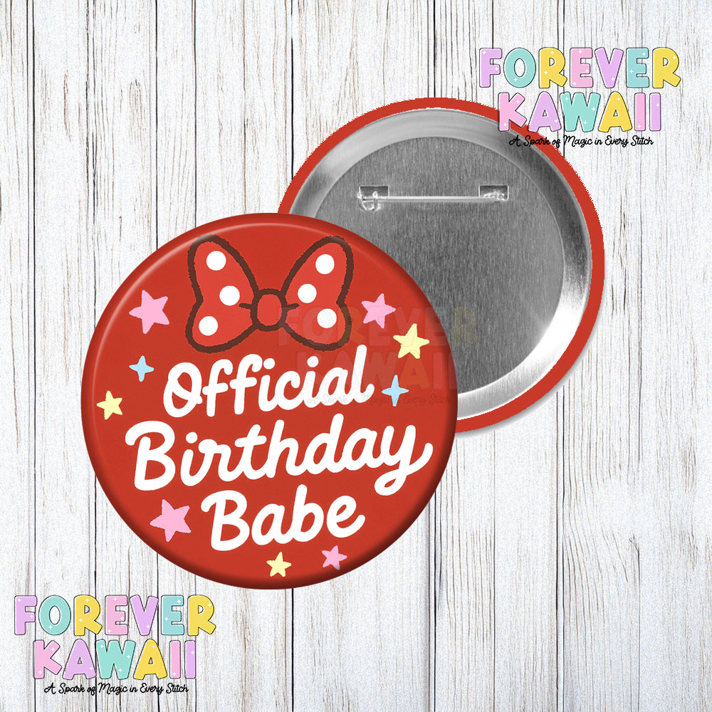Official Birthday Babe - Stars - Celebration Pinback Button