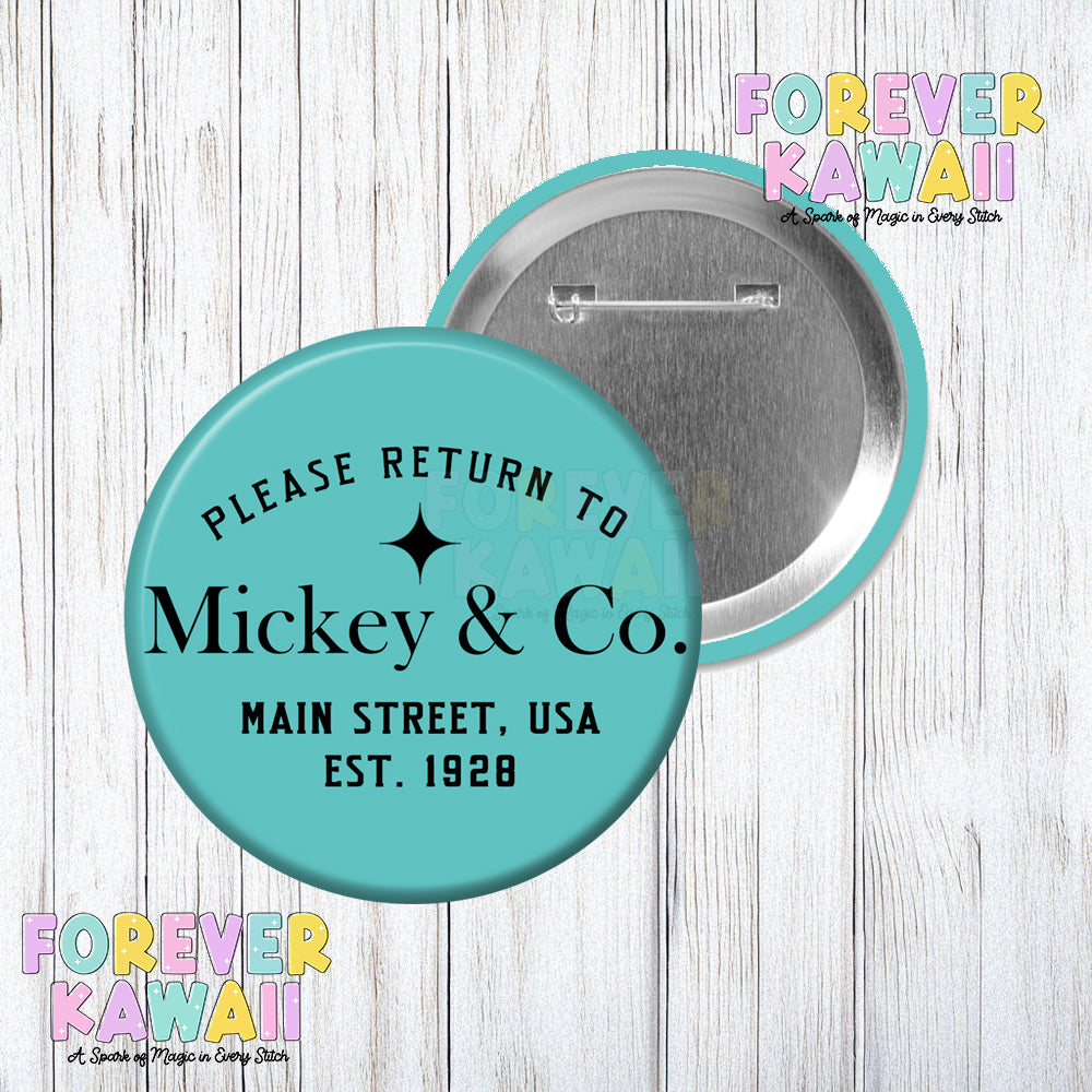 Please Return To Mouse & Co - Celebration Pinback Button