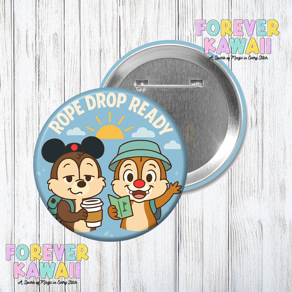 Rope Drop Ready - Chipmunks - Celebration Pinback Button