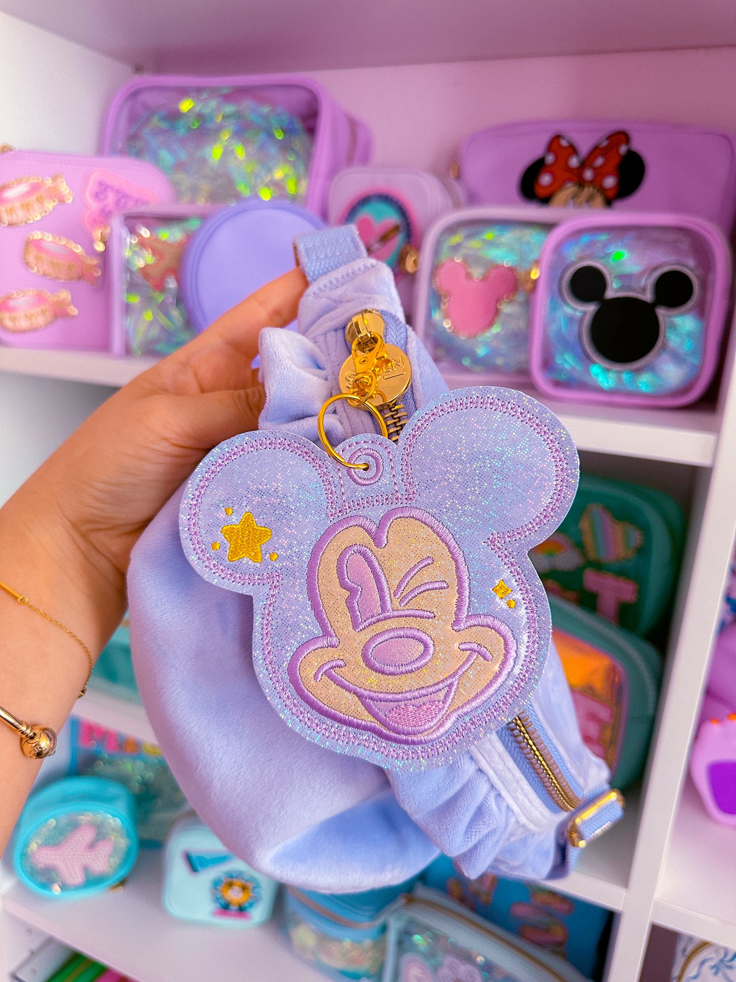 Lilac Holographic Winking Mouse Bag Charm Keychain