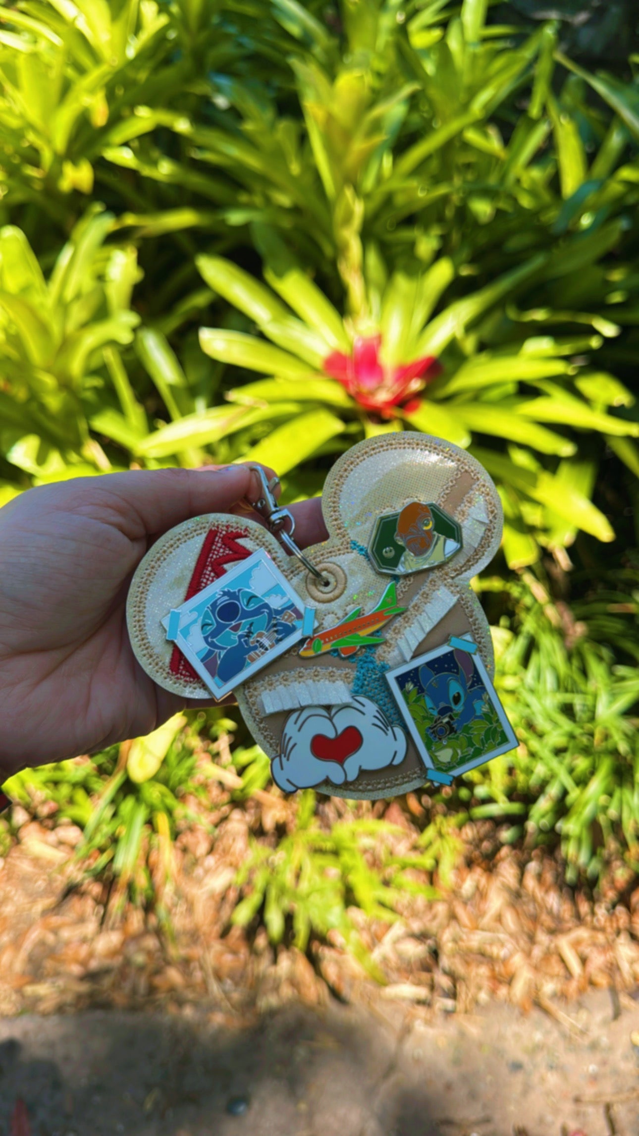 Nature Spirit Pin Keychain | 5-Hole Enamel Pin Display | Earthy Vinyl Handmade Holder