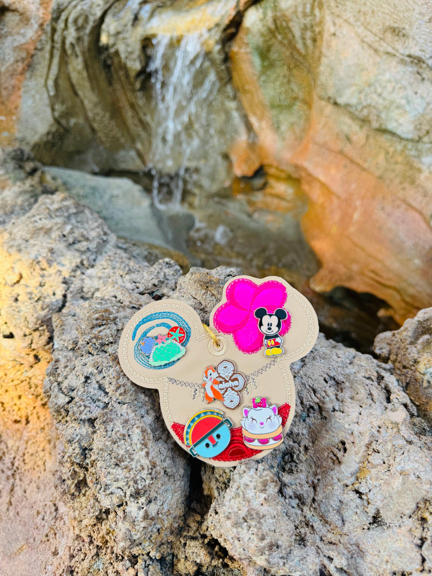 Ocean Voyager Pin Keychain | 5-Hole Enamel Pin Display | Sparkly Vinyl Pin Holder