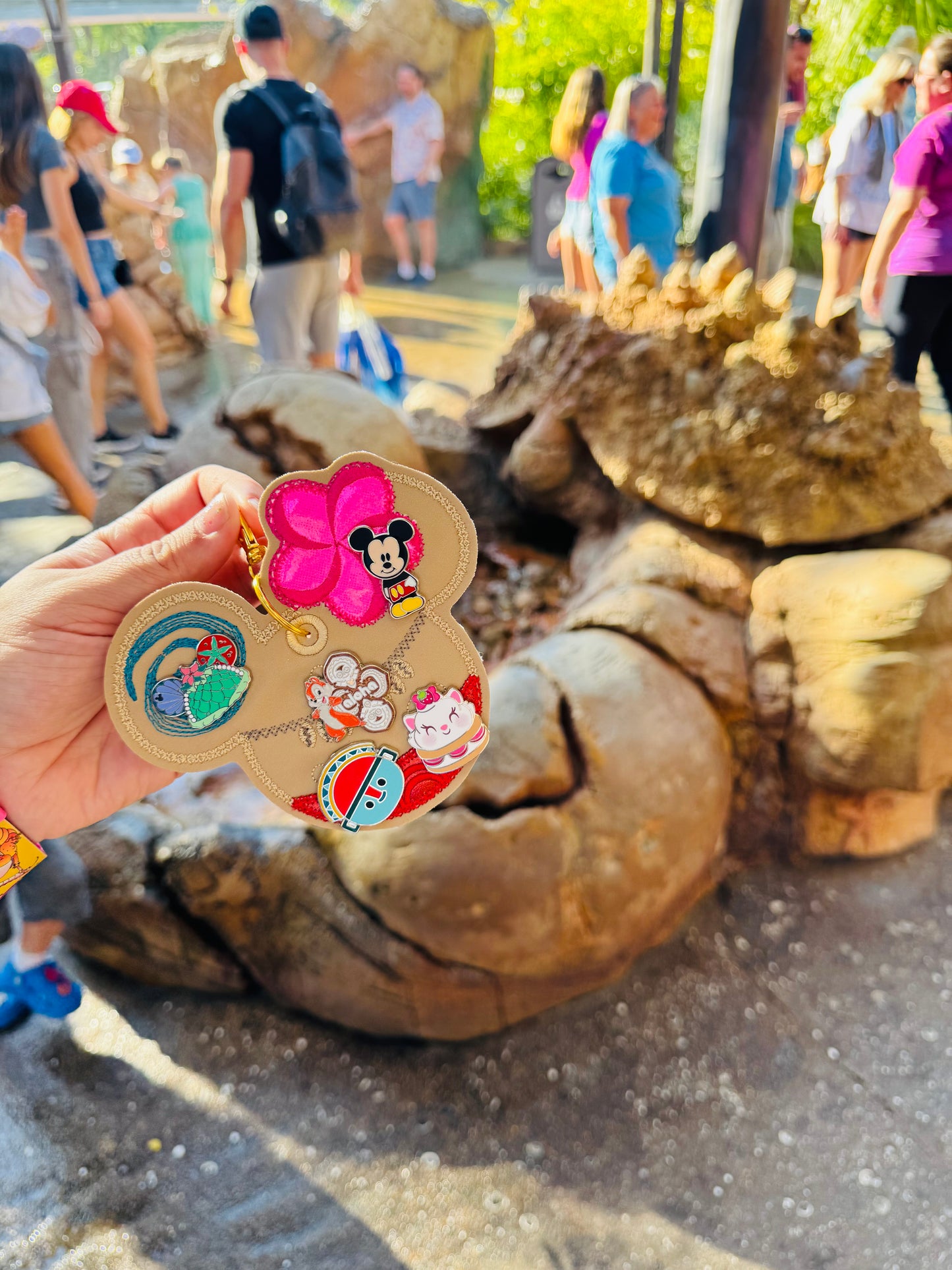 Ocean Voyager Pin Keychain | 5-Hole Enamel Pin Display | Sparkly Vinyl Pin Holder