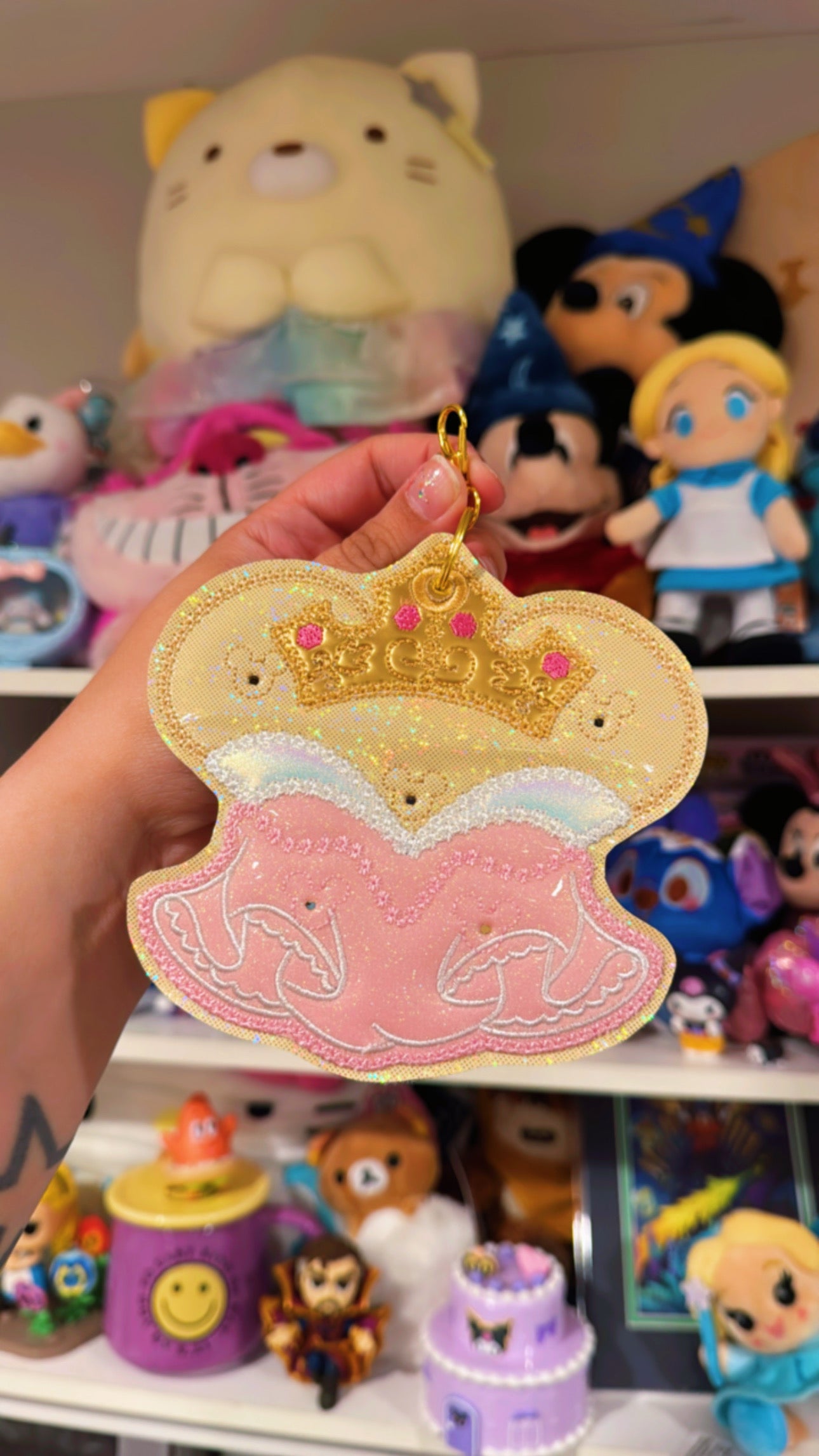Dreamy Pink Dress Pin Keychain | 5-Hole Enamel Pin Display | Fairytale Princess-Inspired Clip