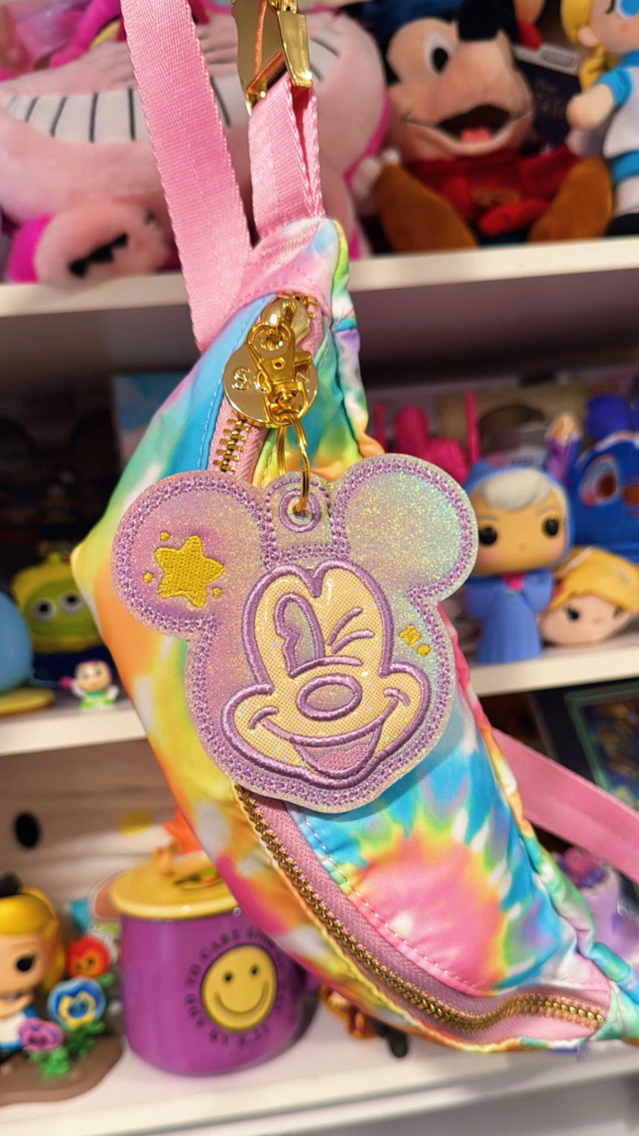 Iridescent Purple Mickey Winking Bag Charm Keychain