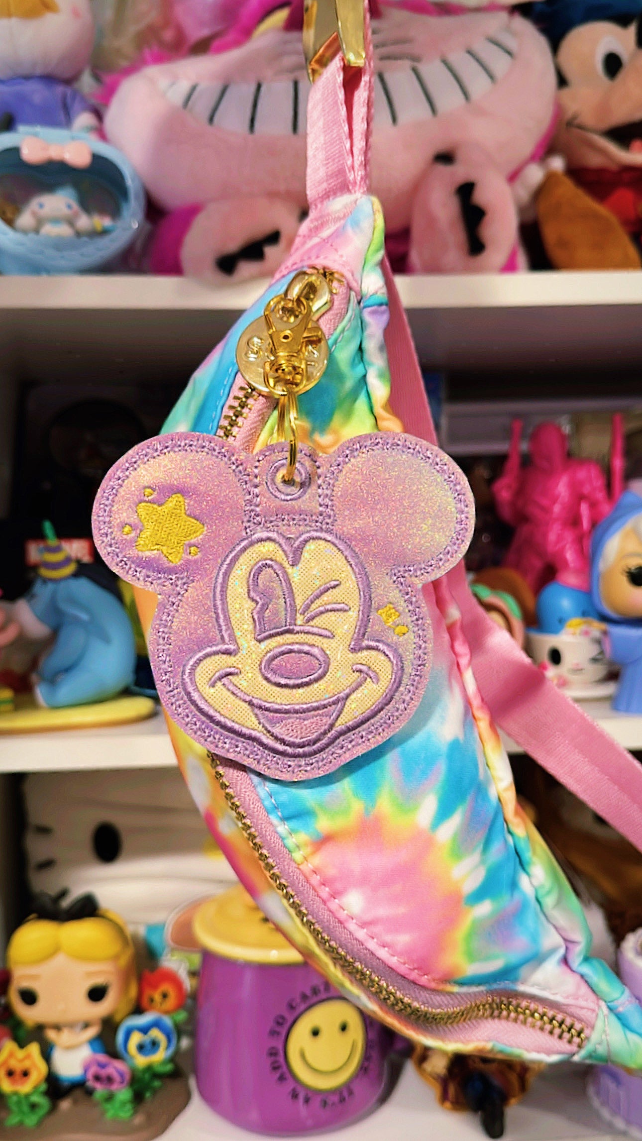 Iridescent Purple Mickey Winking Bag Charm Keychain