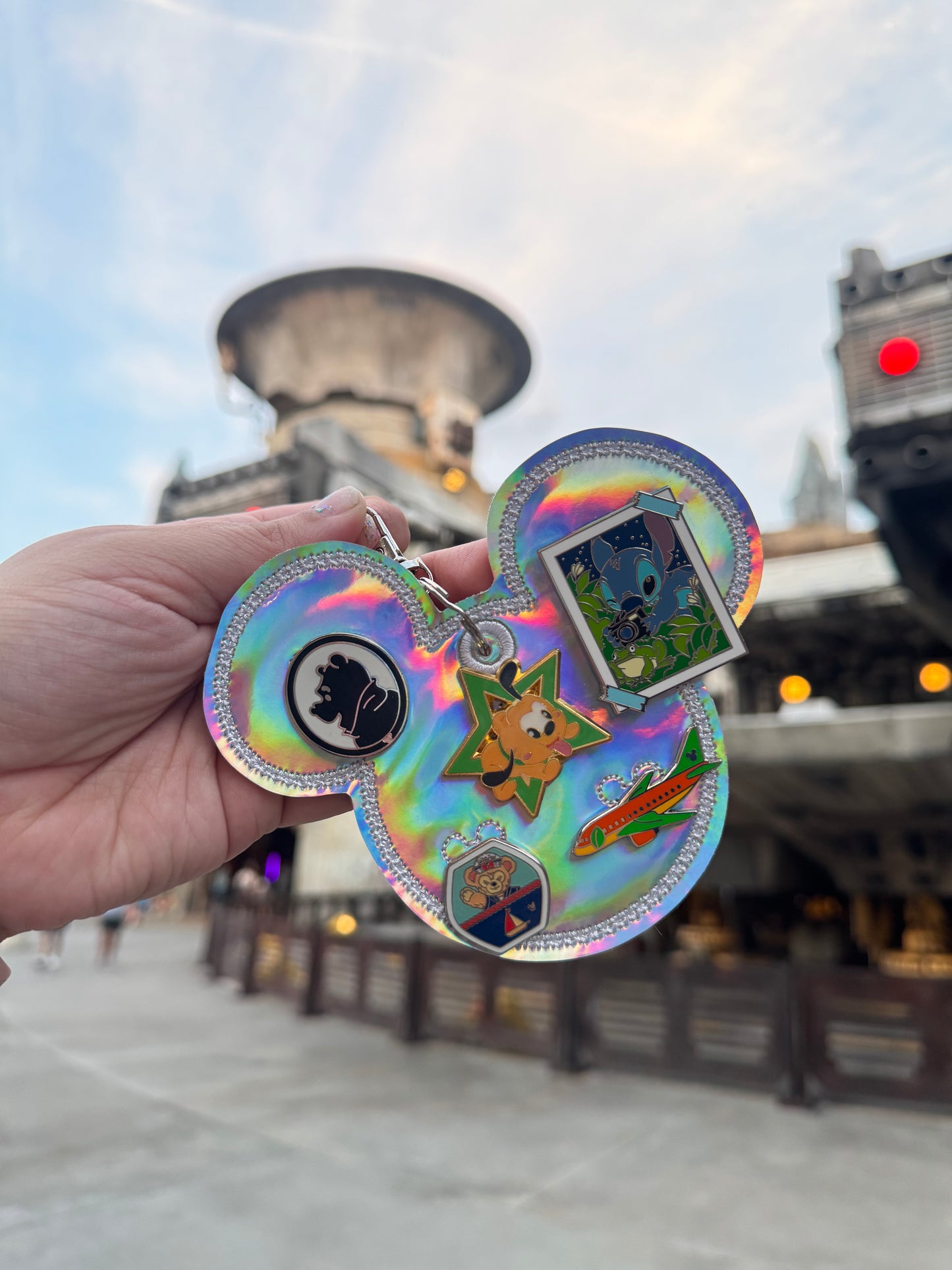 Holographic Trading Keychain | 5 Hole Enamel Pin Holder | Pin Display Keychain