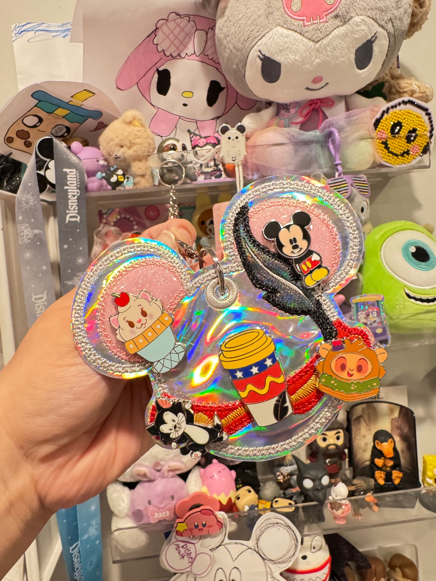 Flying Elephant Pin Trading Keychain β Holds 5 Pins | Holographic Circus-Inspired Bag Charm