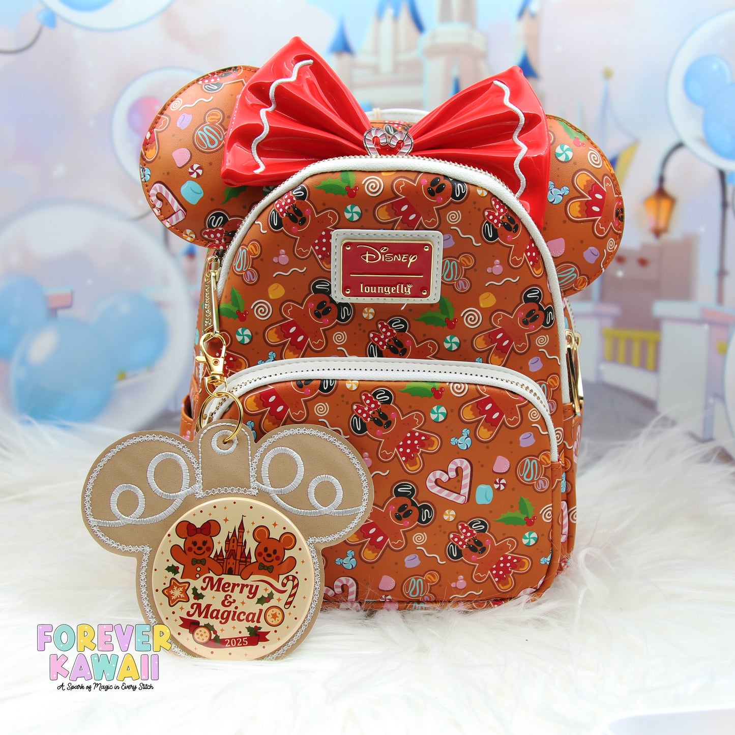 Gingerbread Cookie Celebration Button Holder – Christmas Park Bag Charm – Fits 3” Buttons