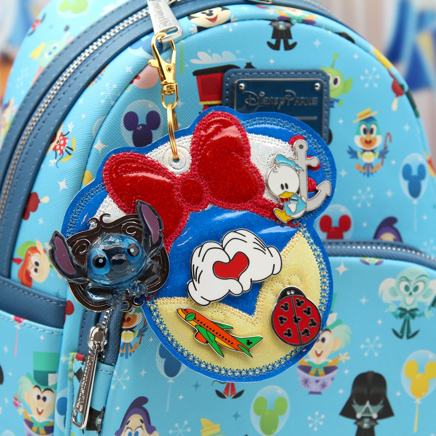 Red, Blue & Yellow Pin Trading Keychain | 5-Hole Enamel Pin Display | Princess Dress Colors Holder
