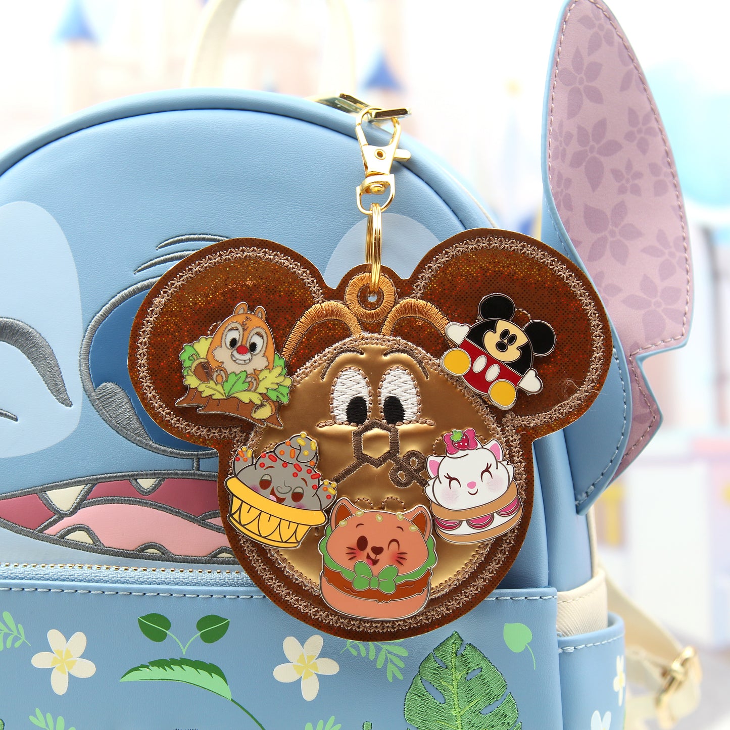Enchanted Clock Pin Keychain | 5-Hole Enamel Pin Display | Brown Vinyl Handmade Clip