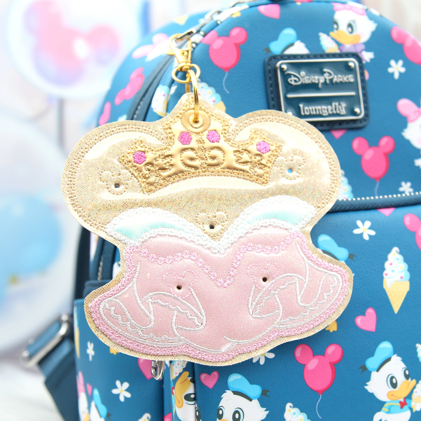 Dreamy Pink Dress Pin Keychain | 5-Hole Enamel Pin Display | Fairytale Princess-Inspired Clip