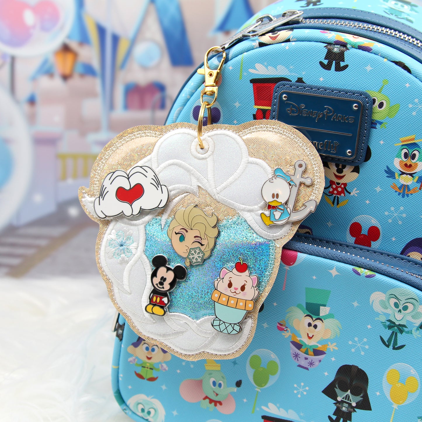 Ice Queen Pin Trading Keychain | 5 Hole Enamel Pin Holder | Pin Display Keychain