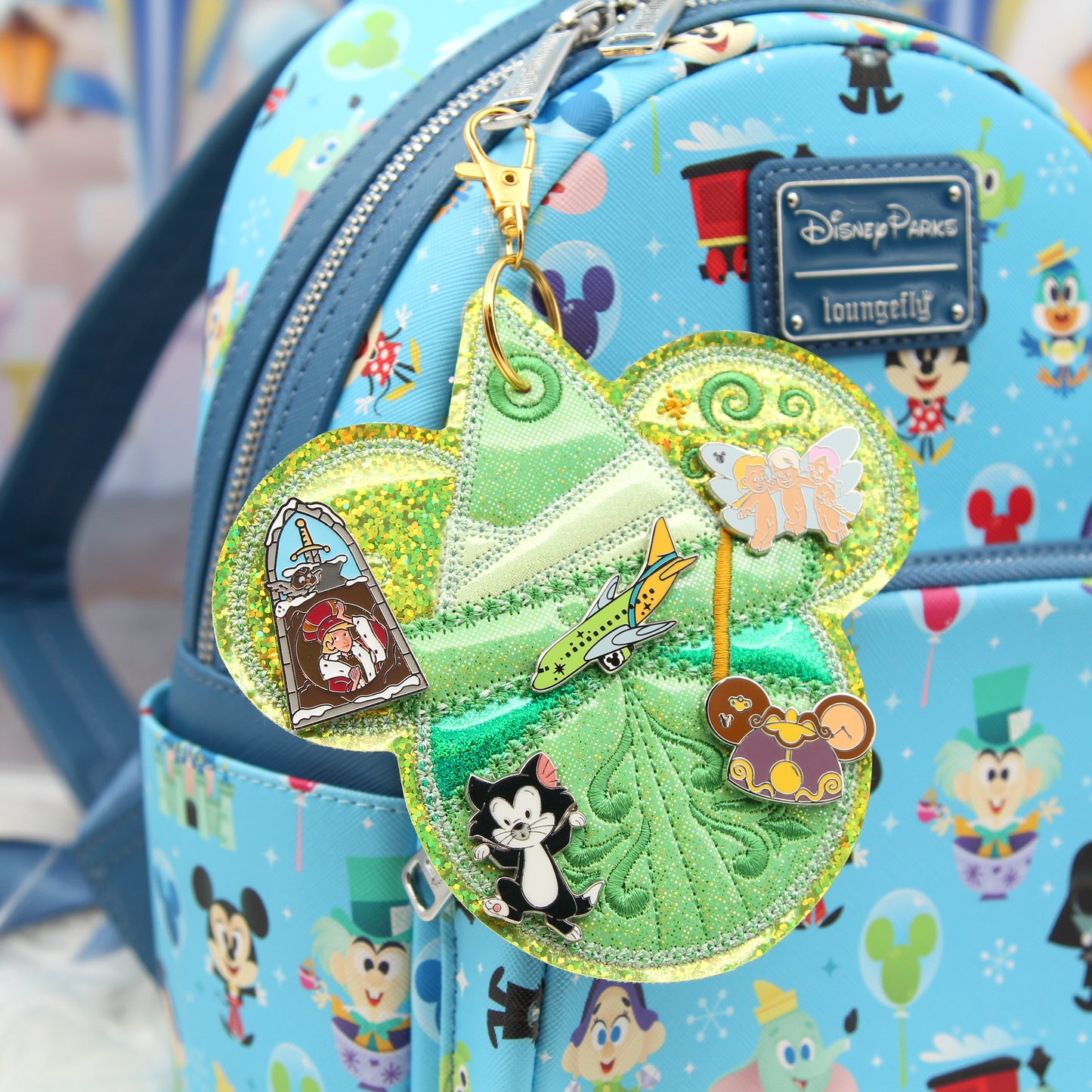 Green Fairy Pin Trading Keychain | 5 Hole Enamel Pin Holder | Pin Display Keychain
