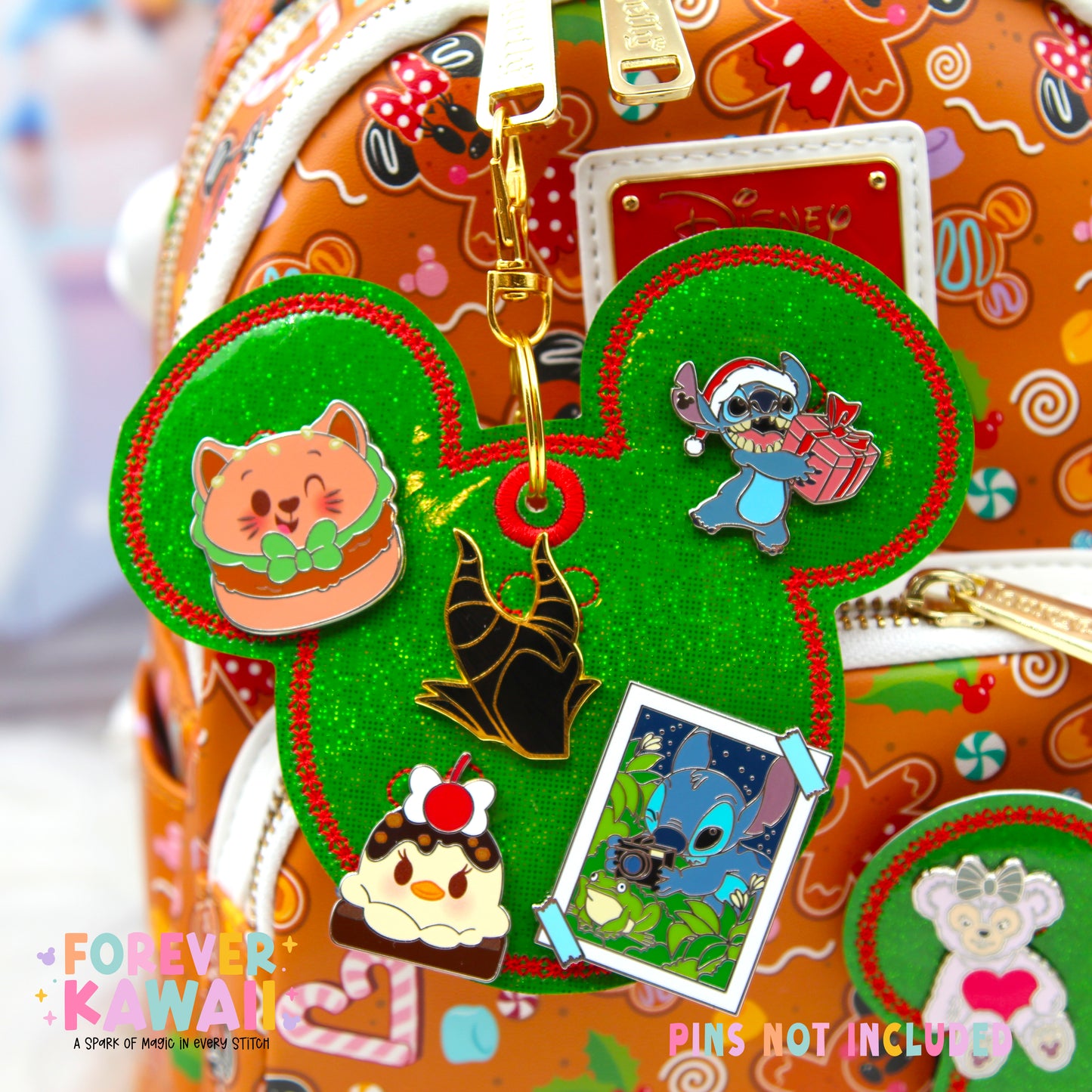 Christmas Pin Trading Keychain | Choose 3 or 5 Pin Holder | Green or Red Glitter Park Bag Charm | Holiday Disney Pin Collector Gift