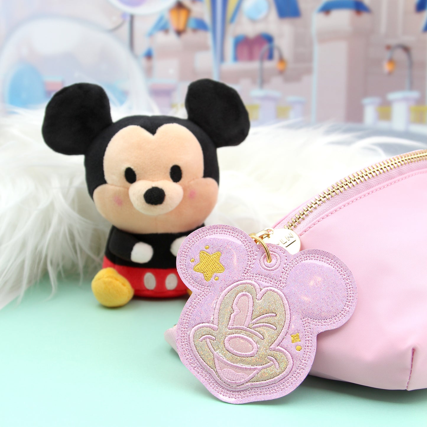 Pink Holographic Winking Mouse Bag Charm Keychain