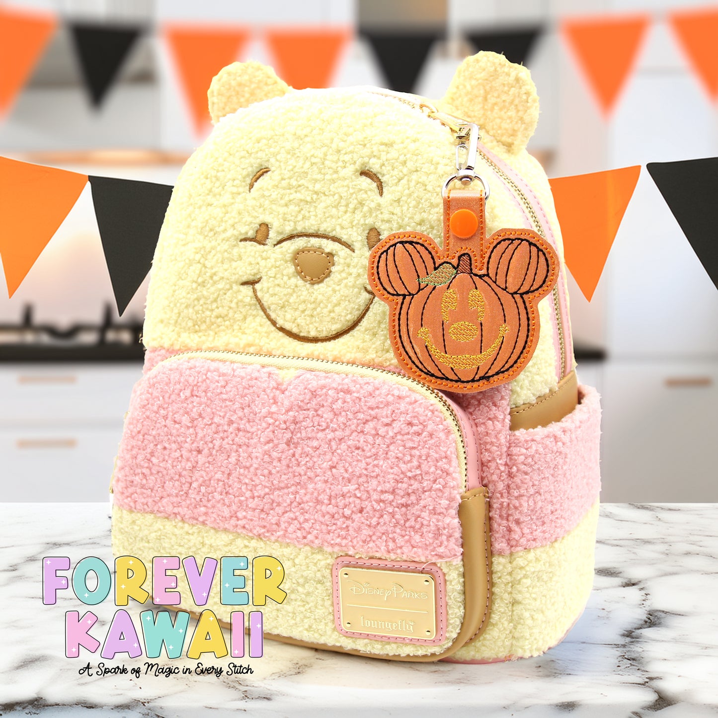 Pumpkin Mouse Snap Tab Charm – Glitter Halloween Bag Clip Keychain