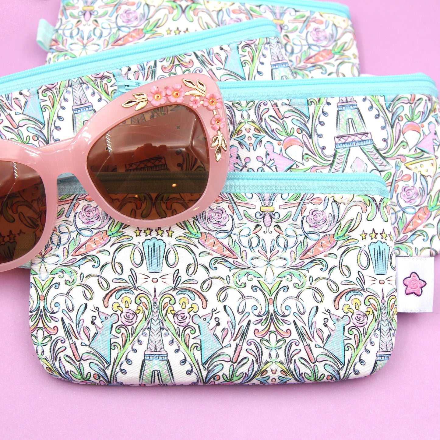 Remy & Emile's Culinary Delight Zippered Pouch – Handmade Eyewear Case, Makeup Organizer, and Travel Accessory