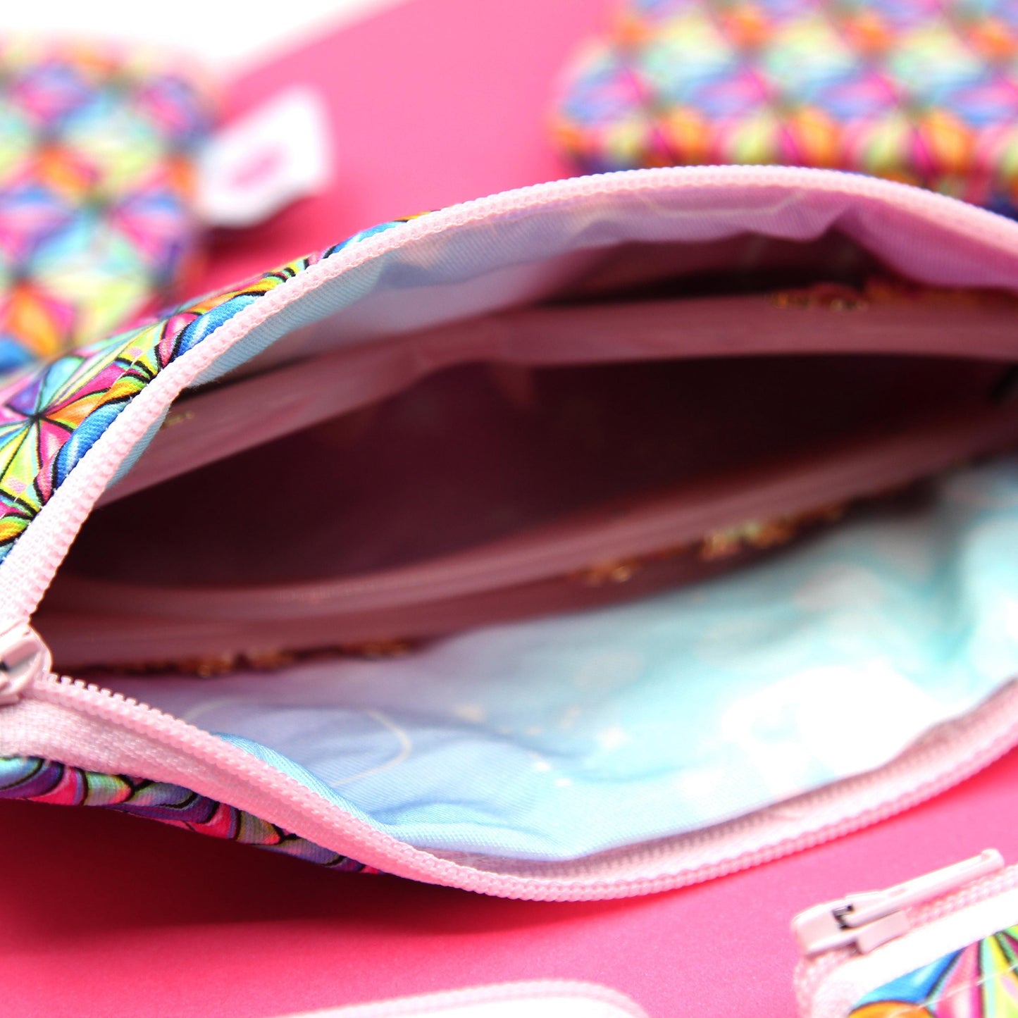 Spaceship Earth-Inspired Zippered Pouch – Handmade Eyewear Case, Makeup Organizer, and Travel Accessory