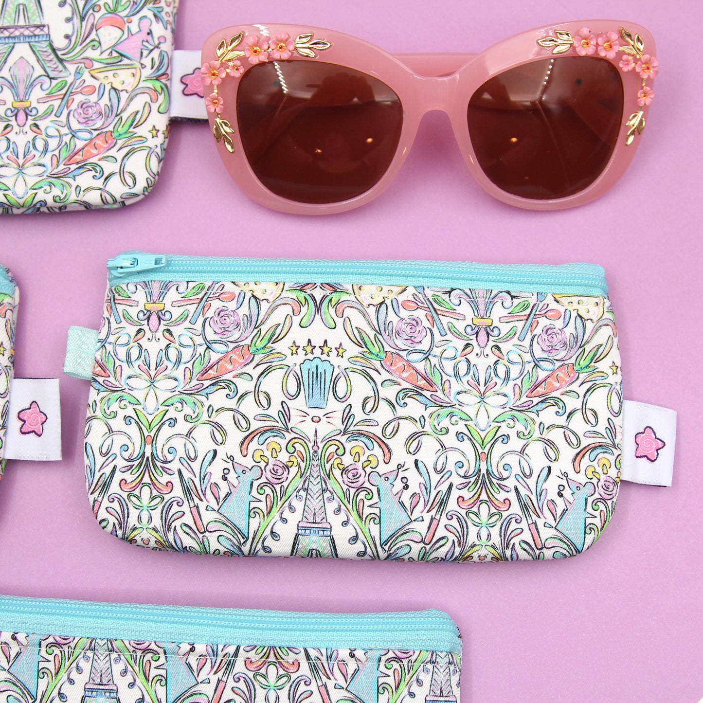 Remy & Emile's Culinary Delight Zippered Pouch – Handmade Eyewear Case, Makeup Organizer, and Travel Accessory