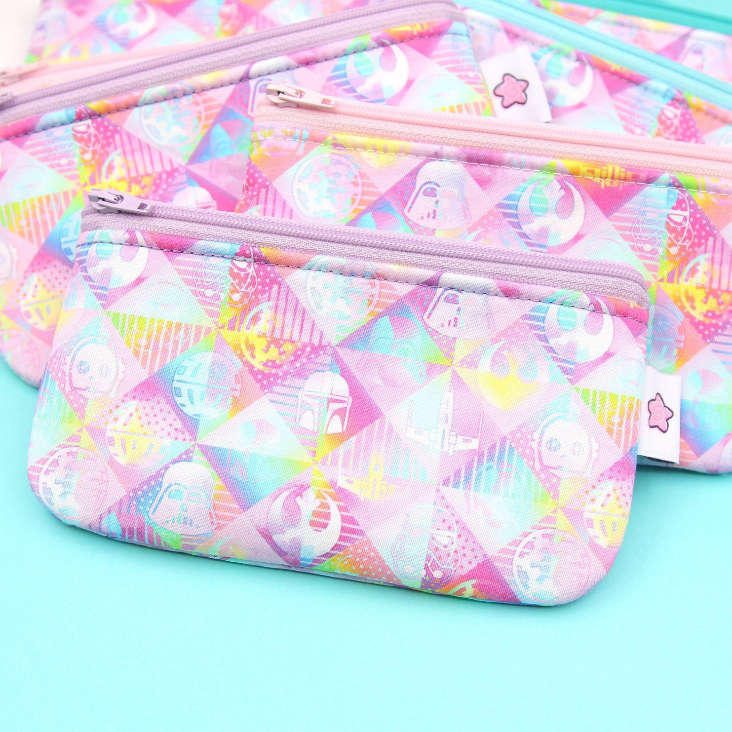 Pastel Galactic Adventure Zippered Pouch – Handmade Eyewear Case, Makeup Organizer, and Travel Accessory