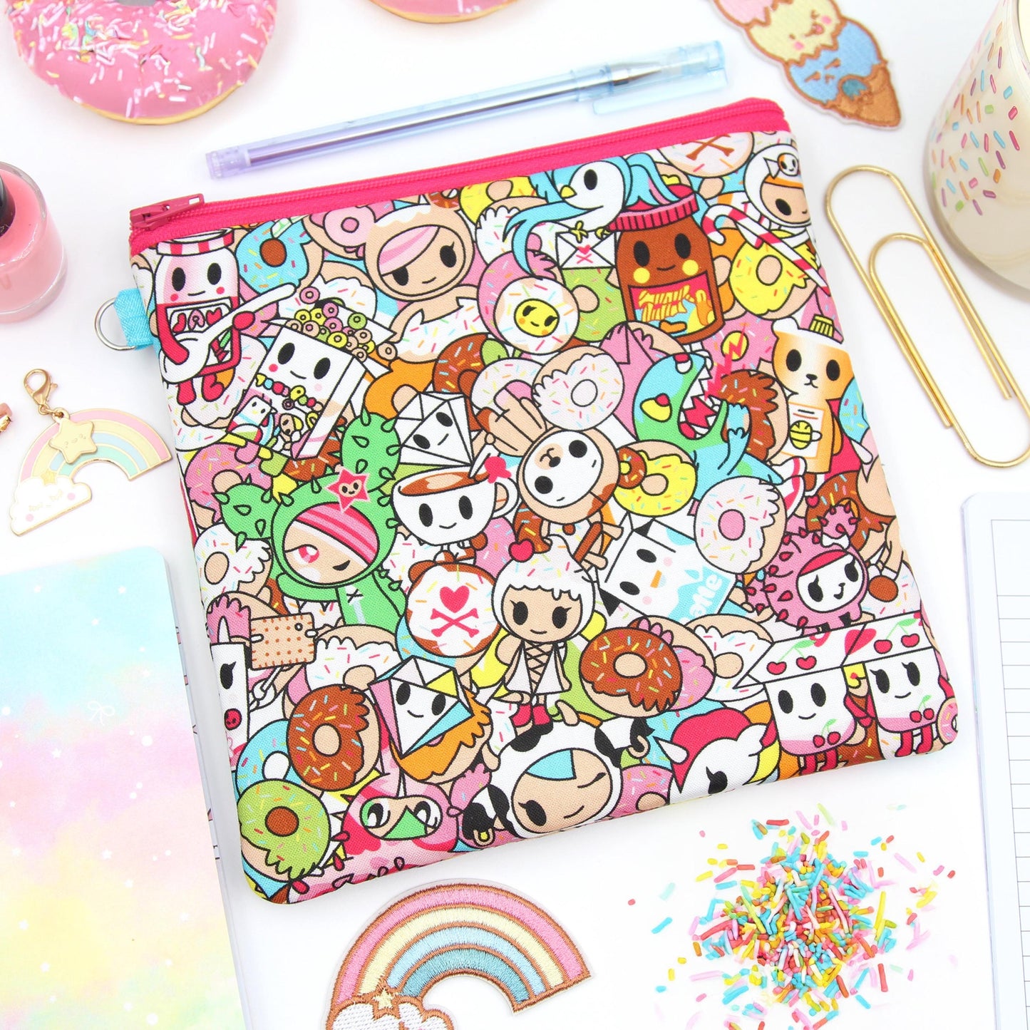 Kawaii Characters Zipper Pouch - Square Cuties Bag