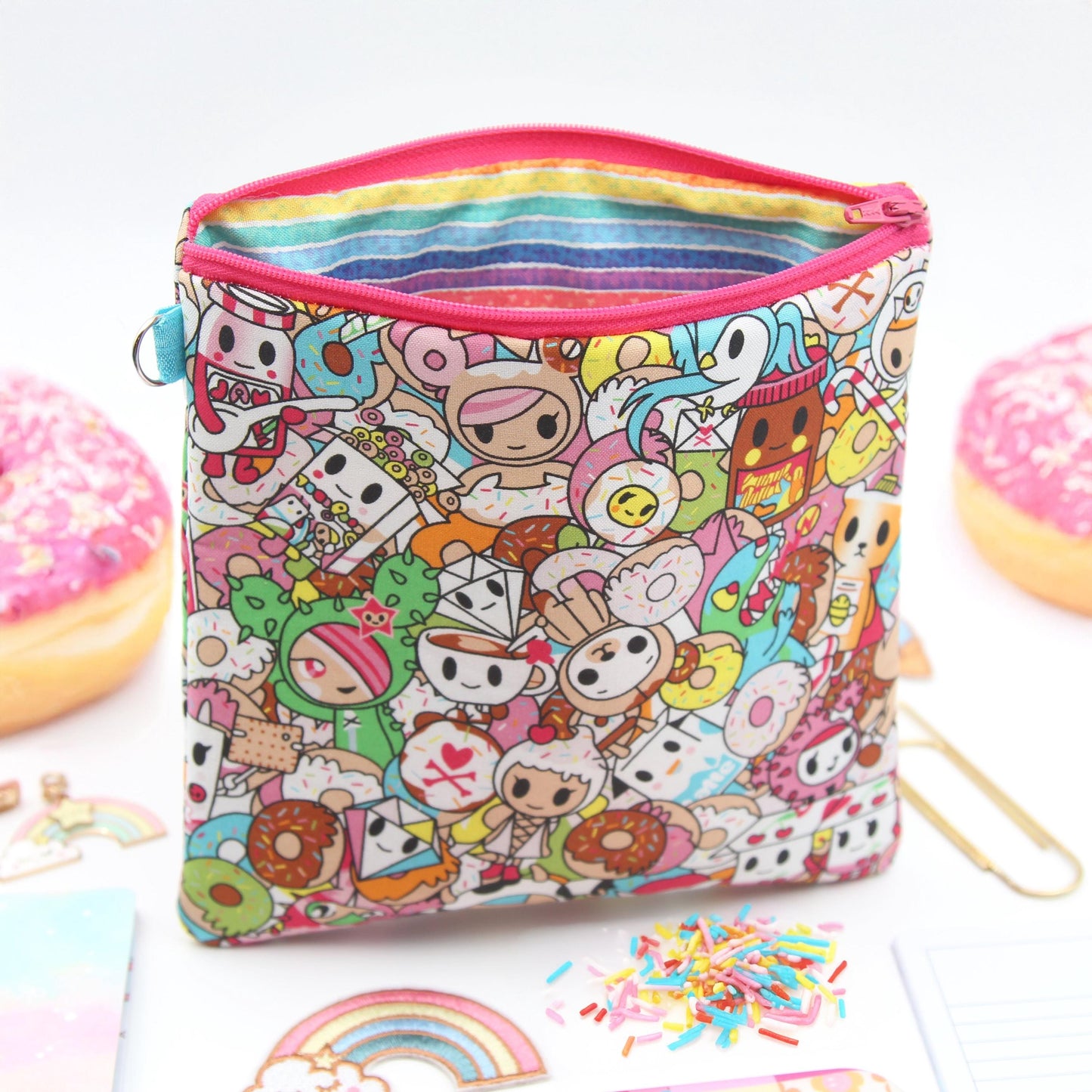 Kawaii Characters Zipper Pouch - Square Cuties Bag