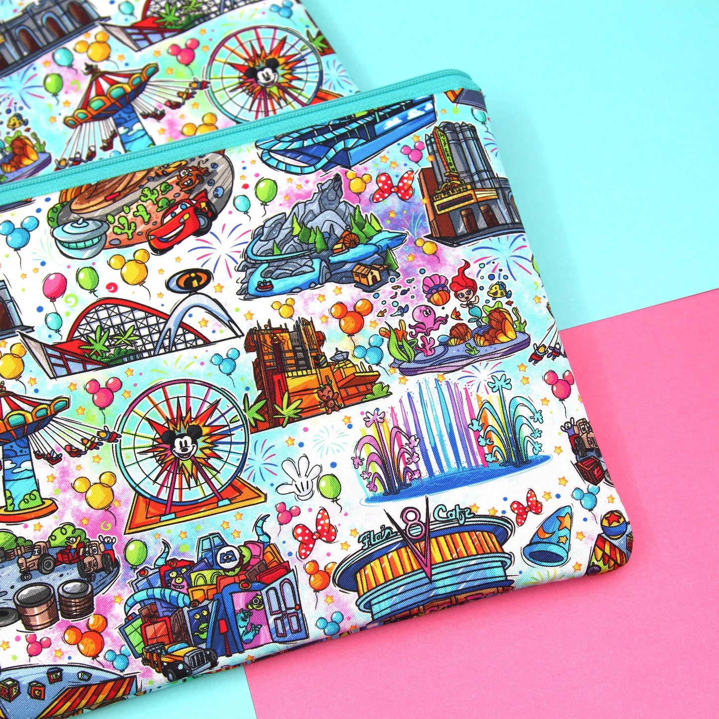 LARGE Happy Attractions Planner Zipper Pouch