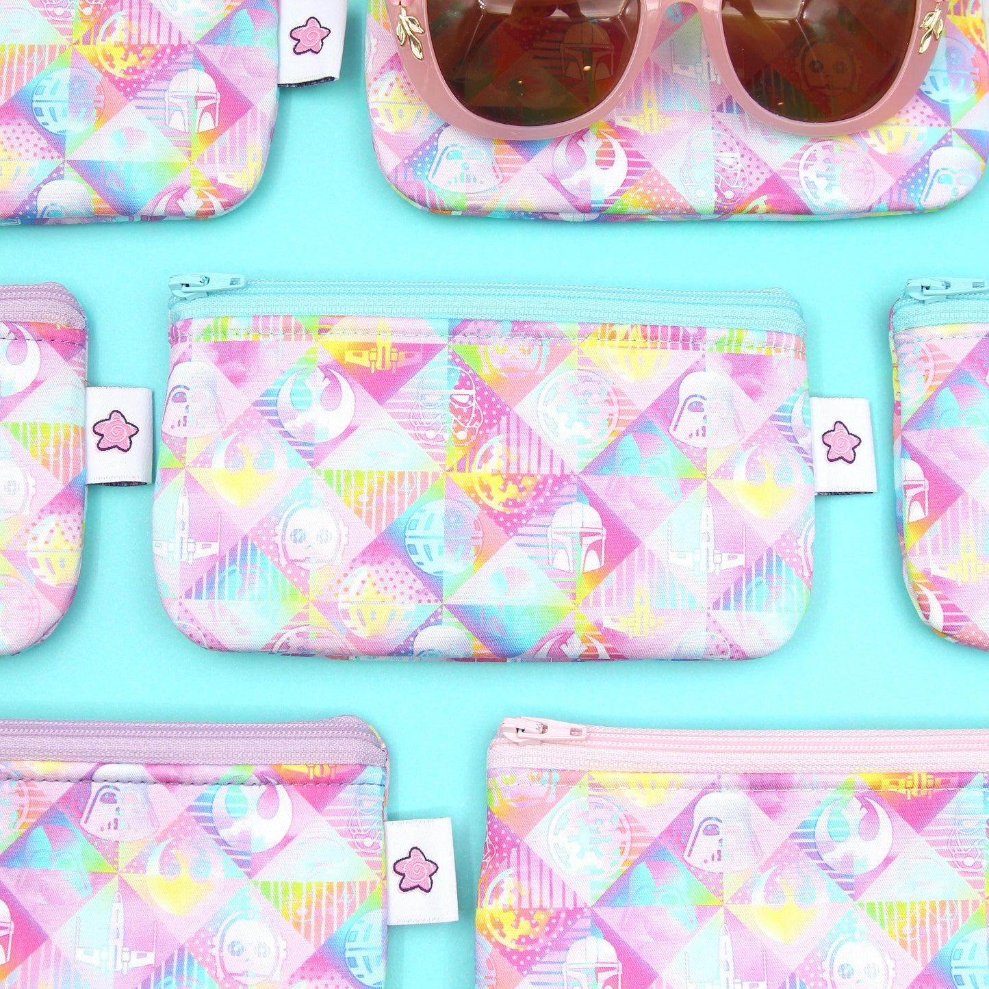 Pastel Galactic Adventure Zippered Pouch – Handmade Eyewear Case, Makeup Organizer, and Travel Accessory