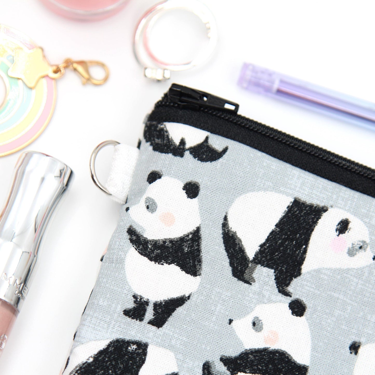 Panda Bears Zipper Pouch - Square Cuties Bag