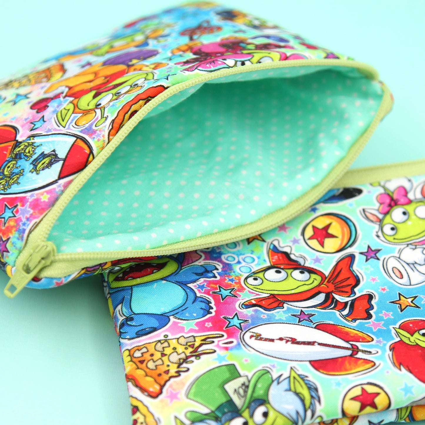 Green Alien The Little Organizer Bag, Handmade Zipper Pouch, Theme Park Essentials, Makeup & Travel Storage, Unique Gift