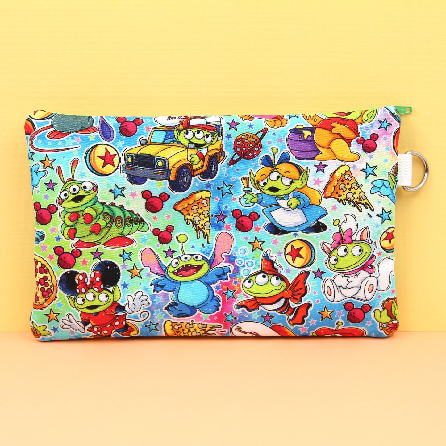 Baby Green Alien Planner Pouch, Stationery Bag, Zipper Pouch for Hobonichi Weeks, Washi Tape Storage, Fully Lined and Padded, Cute Gift