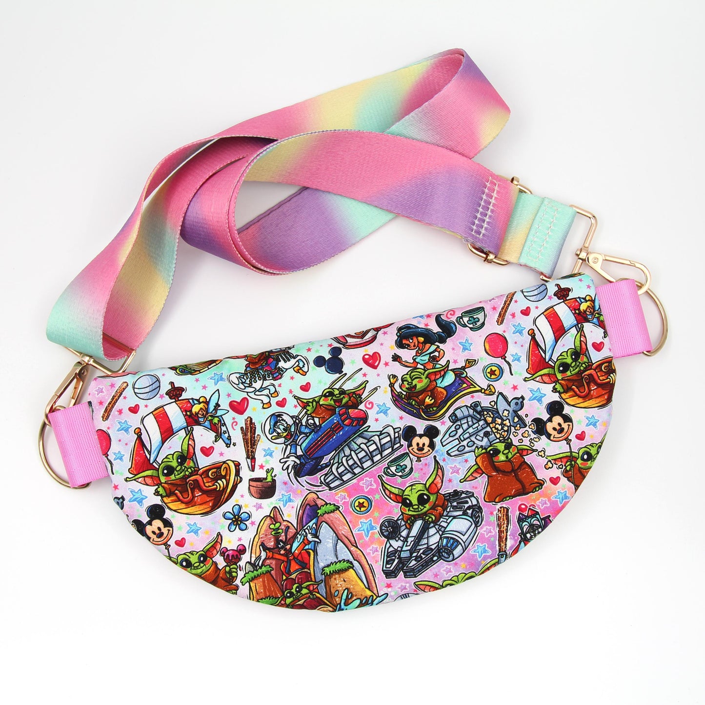 Baby Alien Rides Crossbody Bag, Adjustable Webbing Strap, Hipster Disney Bag, Handmade Fanny Pack Bag, Fully Lined & Padded, Theme Park Bag