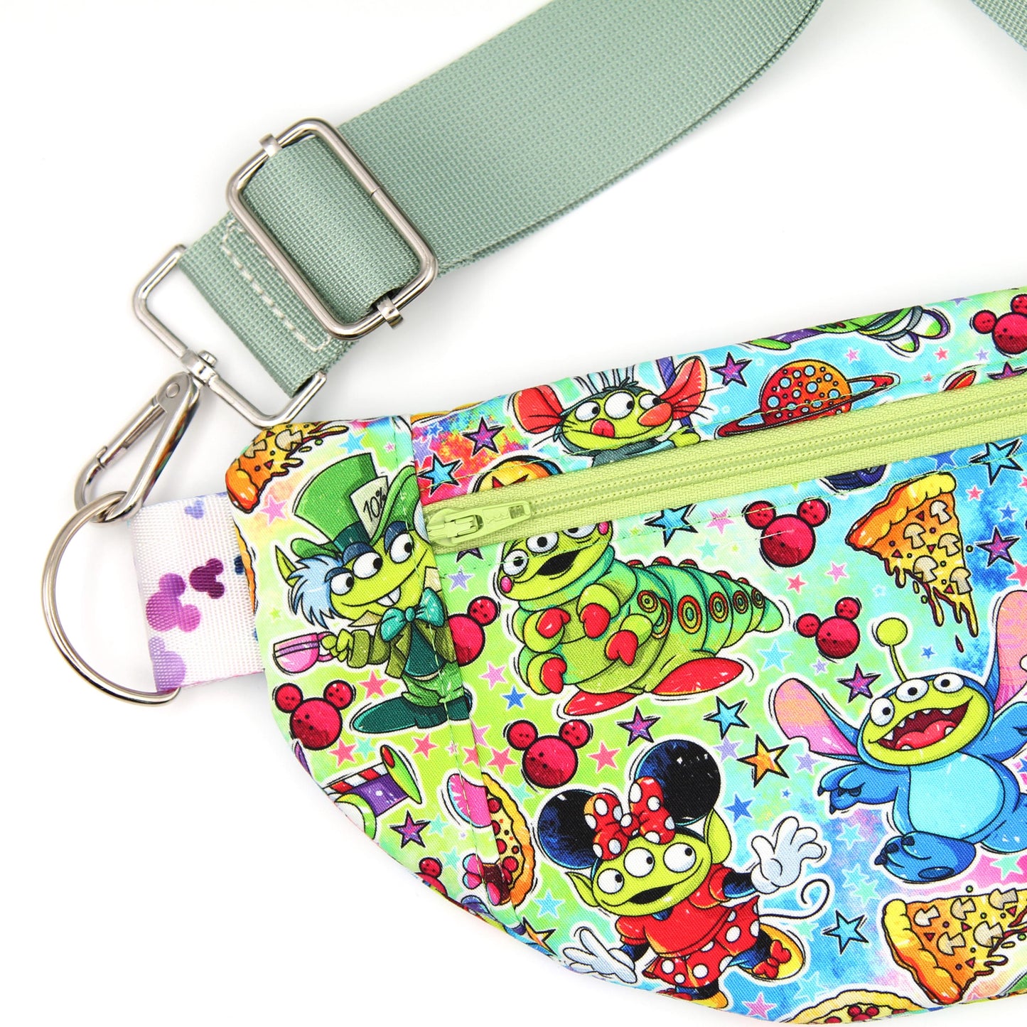 Baby Alien Crossbody Bag, Adjustable Webbing Strap, Hipster Disney Bag, Handmade Shoulder Bag, Fully Lined & Padded, Theme Park Bag