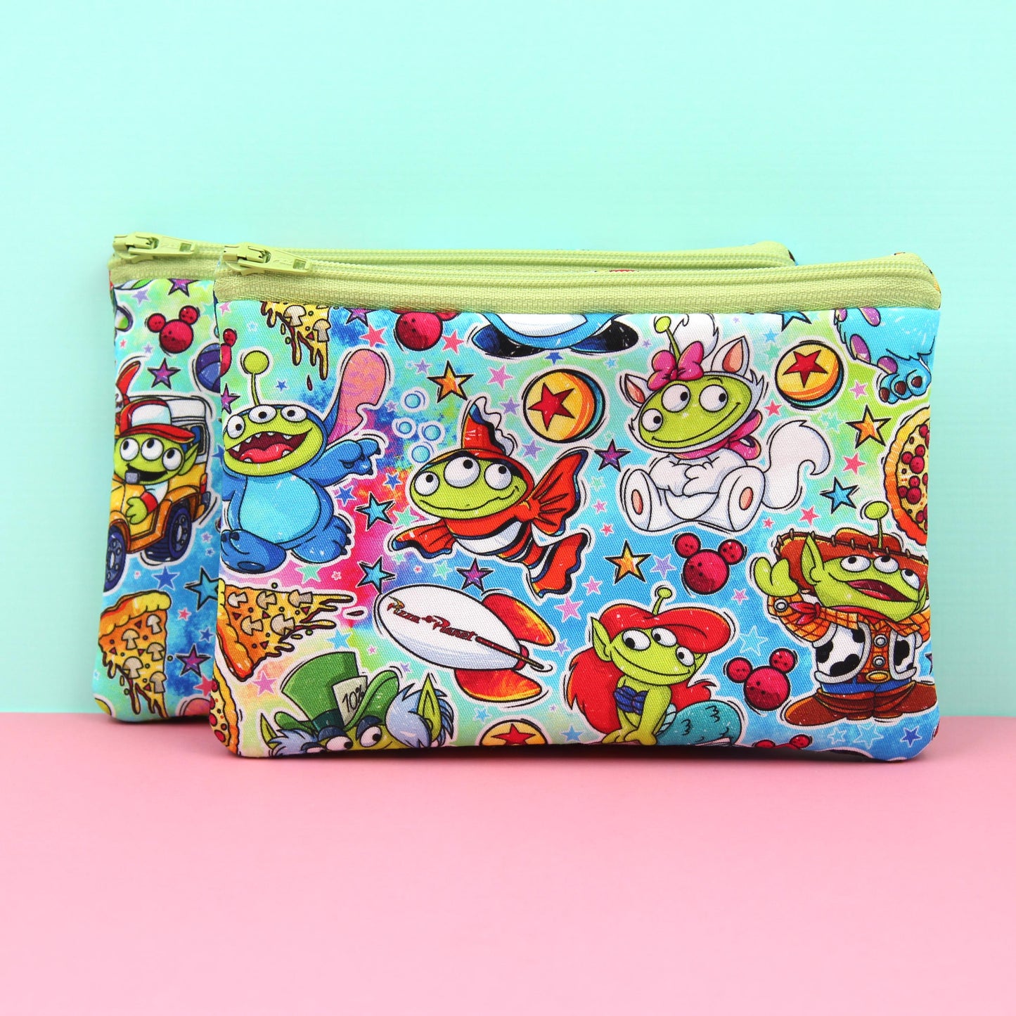 Green Alien The Little Organizer Bag, Handmade Zipper Pouch, Theme Park Essentials, Makeup & Travel Storage, Unique Gift