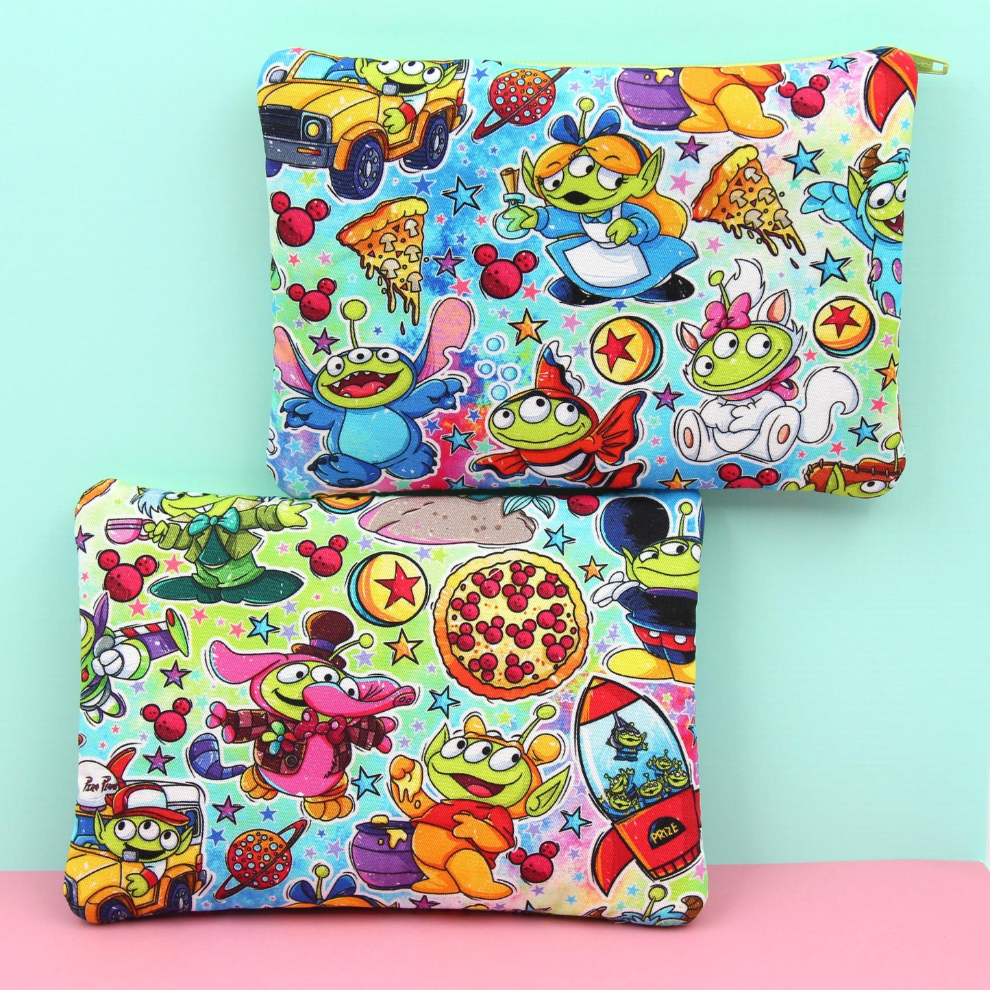 Green Alien The Little Organizer Bag, Handmade Zipper Pouch, Theme Park Essentials, Makeup & Travel Storage, Unique Gift
