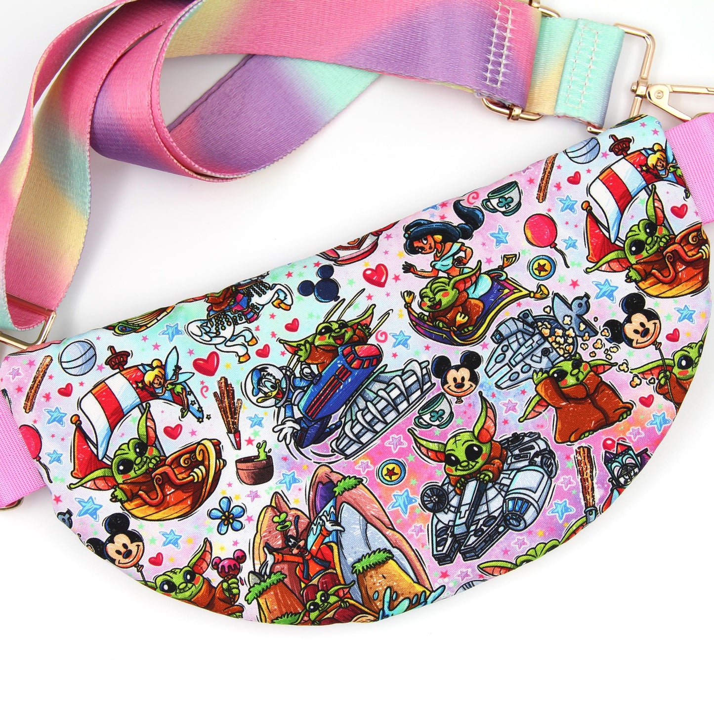 Baby Alien Rides Crossbody Bag, Adjustable Webbing Strap, Hipster Disney Bag, Handmade Fanny Pack Bag, Fully Lined & Padded, Theme Park Bag