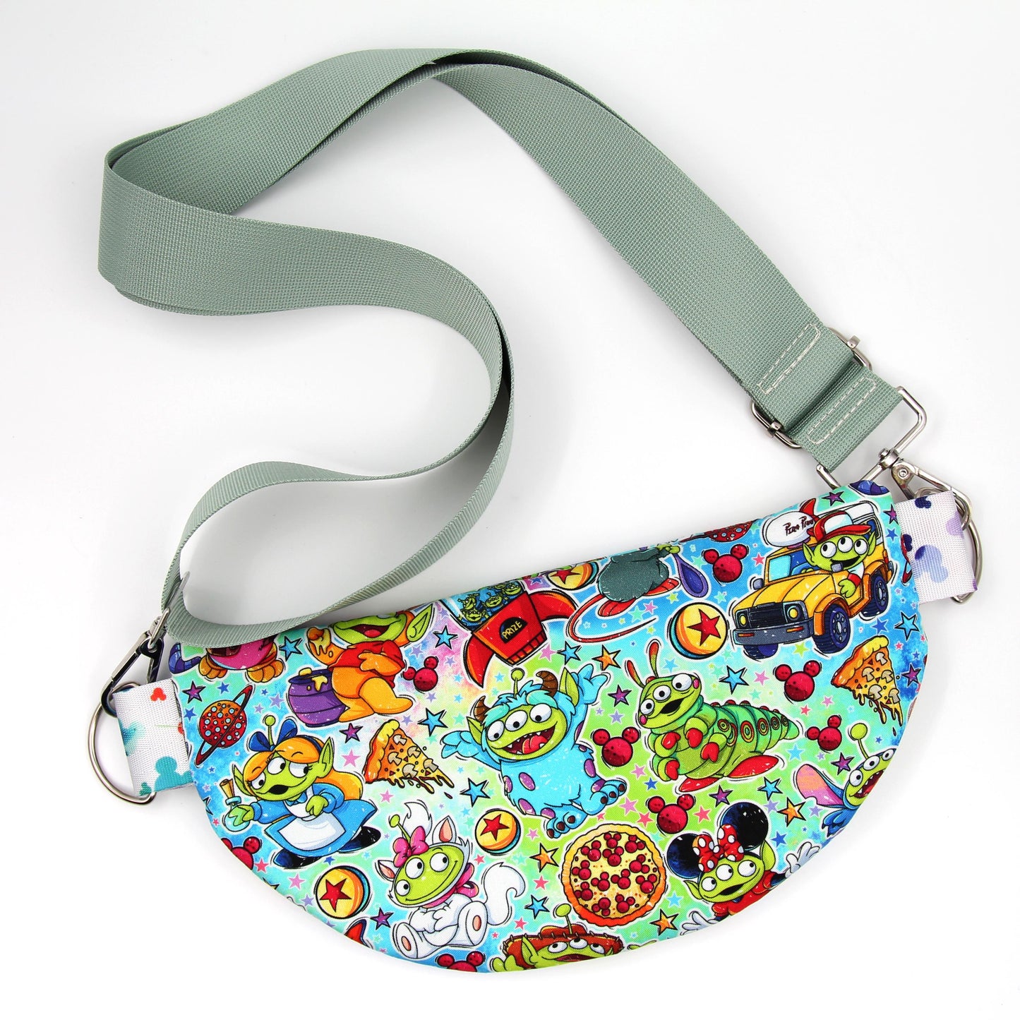 Baby Alien Crossbody Bag, Adjustable Webbing Strap, Hipster Disney Bag, Handmade Shoulder Bag, Fully Lined & Padded, Theme Park Bag