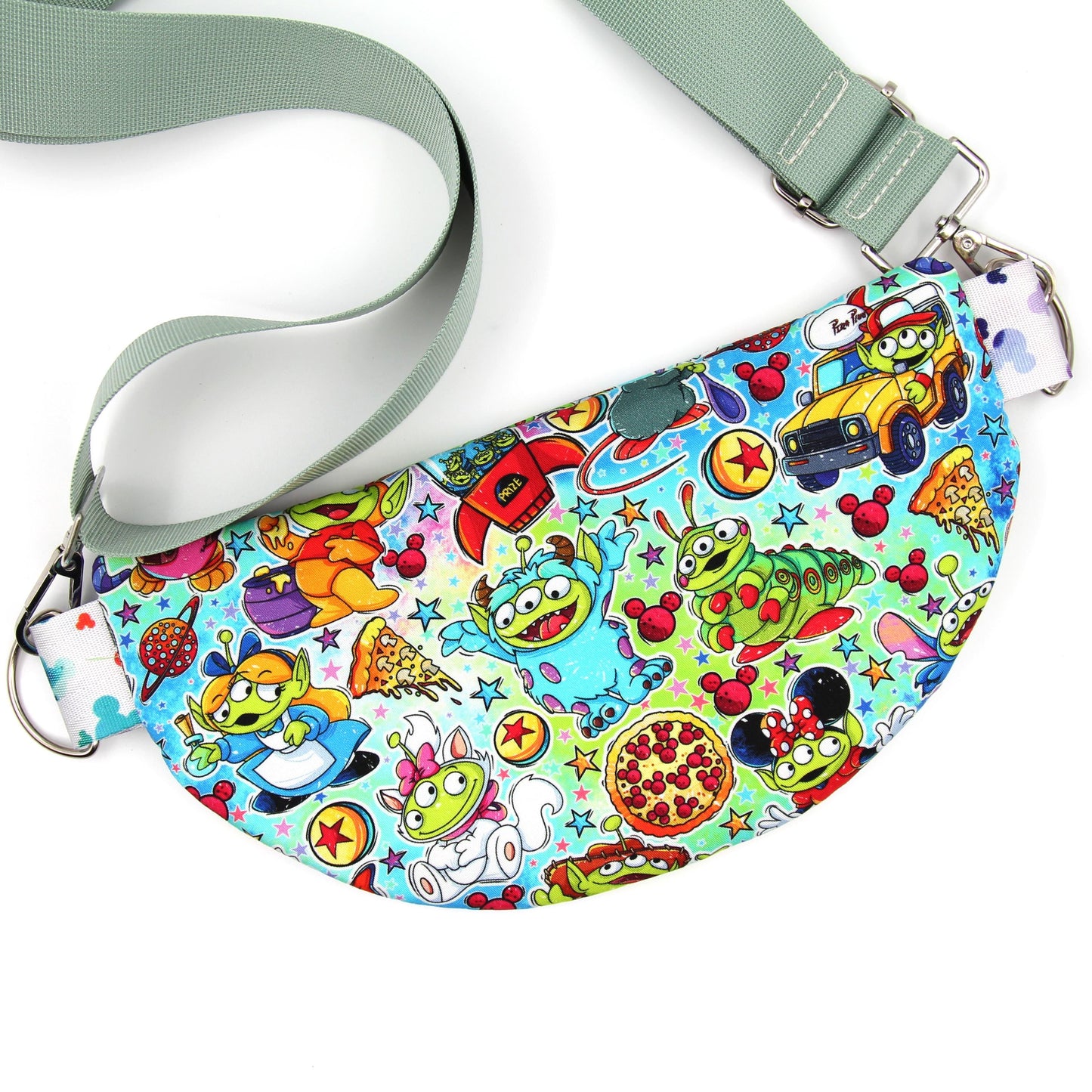 Baby Alien Crossbody Bag, Adjustable Webbing Strap, Hipster Disney Bag, Handmade Shoulder Bag, Fully Lined & Padded, Theme Park Bag
