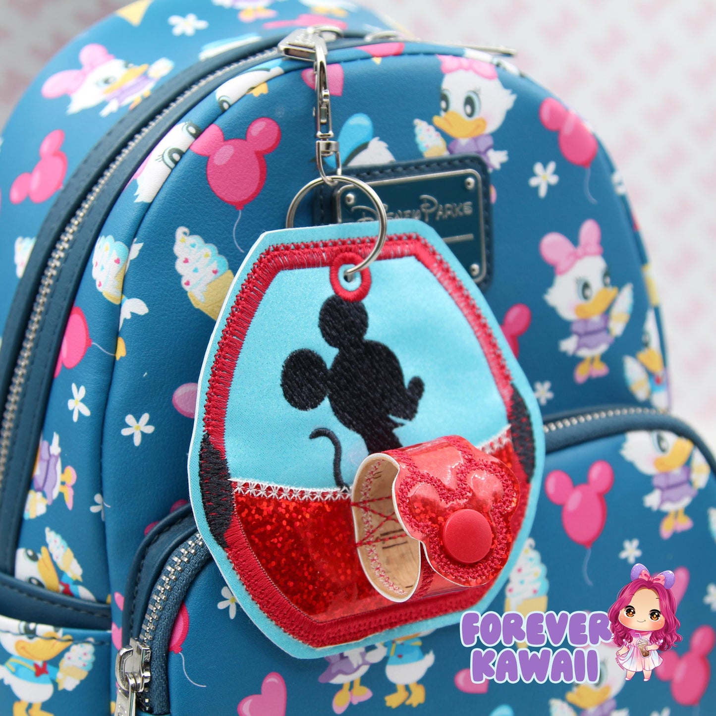 Skyline Park Mouse Ears Holder Keychain – Glitter Vinyl Headband Clip | Sunglasses Holder | Travel Storage | Mouse Ears Headband Holder