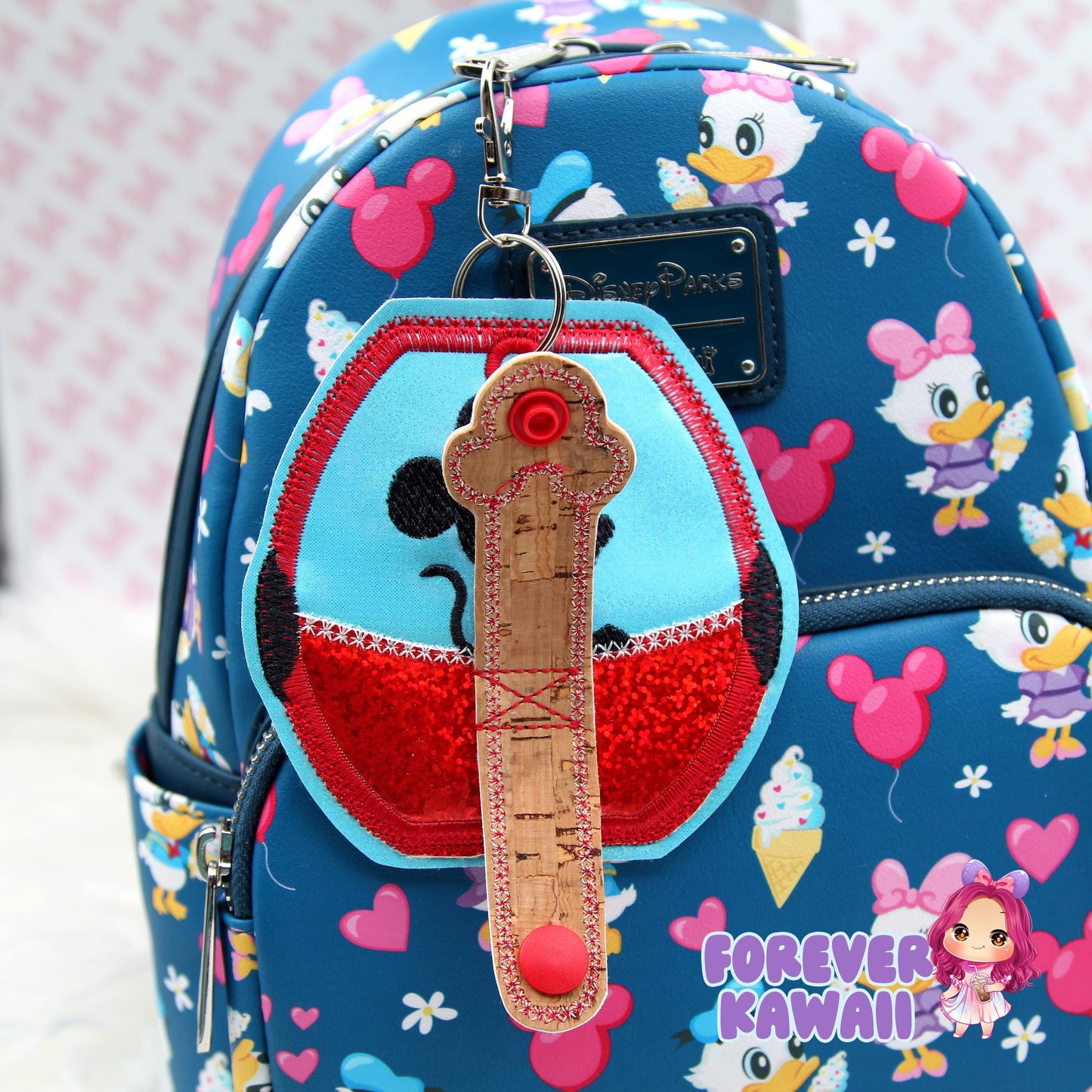 Skyline Park Mouse Ears Holder Keychain – Glitter Vinyl Headband Clip | Sunglasses Holder | Travel Storage | Mouse Ears Headband Holder