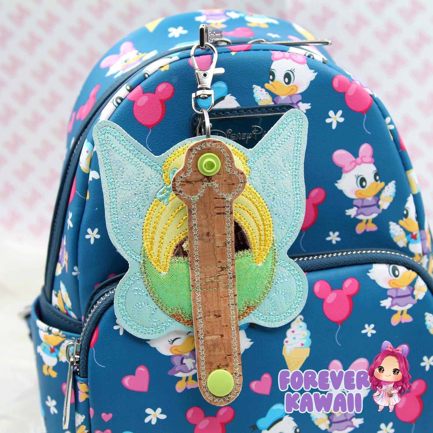 Fairy Mouse Park Ears Headband & Sunglasses Holder – Embroidered Glitter Vinyl, Theme Park Ears Keychain, Mouse Ears Holder
