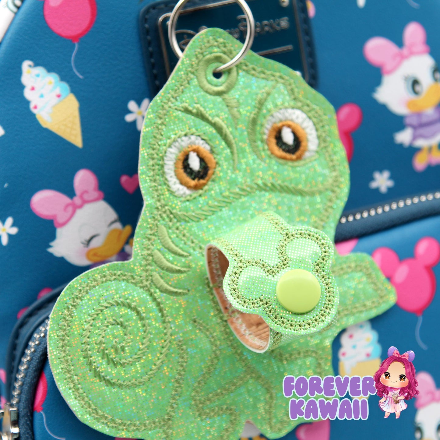 Pascal Chameleon Ears Holder Keychain – Glitter Headband Clip | Sunglasses Holder | Travel Storage | Mouse Ears Headband Holder, Princess