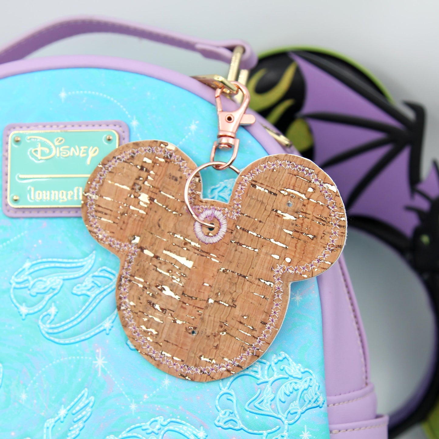 Small Iridescent Dragon Figment-Inspired Pin Trading Keychain β Embroidered Pin Holder with Cork Backing for Enamel Pins - Theme Park Pin
