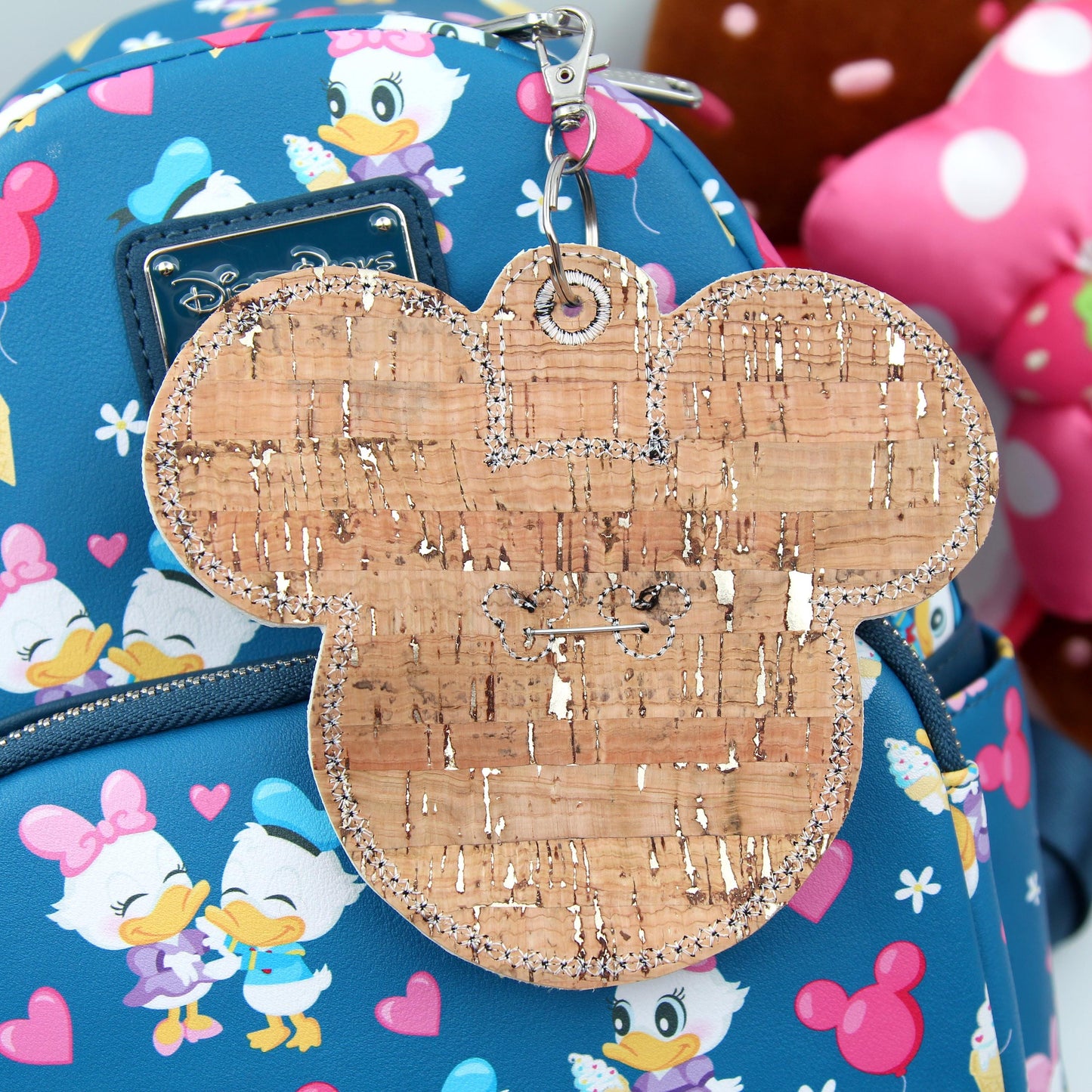 Star Mouse Backer Keychain for 3” Celebration Buttons - Embroidered Badge Holder - Backpack Charm - Theme Park Accessory - Birthday Trip