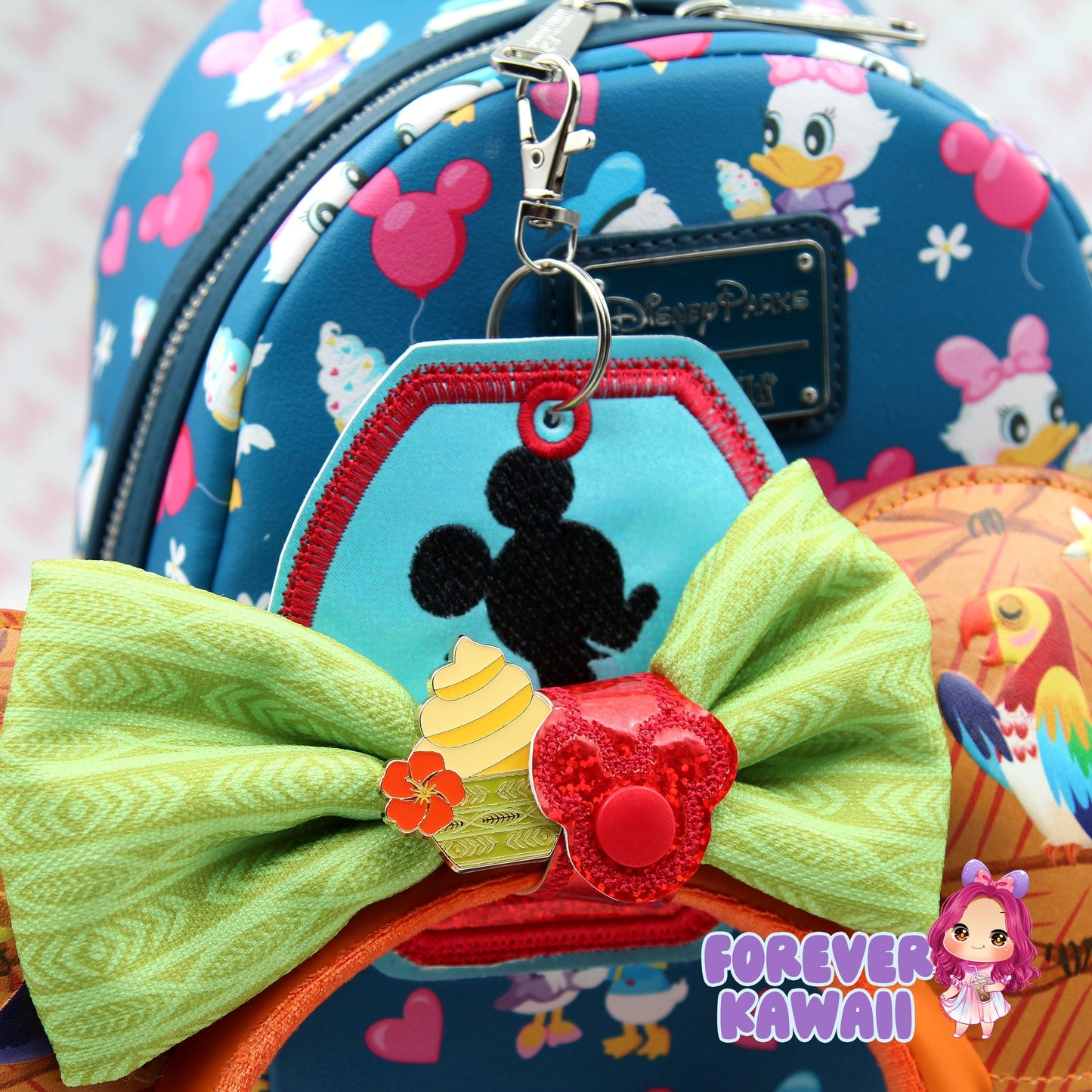 Skyline Park Mouse Ears Holder Keychain – Glitter Vinyl Headband Clip | Sunglasses Holder | Travel Storage | Mouse Ears Headband Holder
