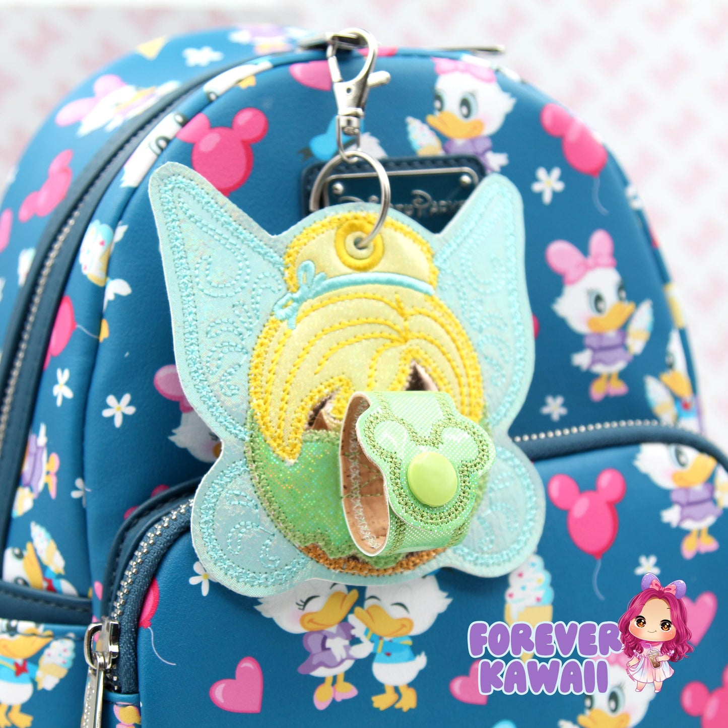 Fairy Mouse Park Ears Headband & Sunglasses Holder – Embroidered Glitter Vinyl, Theme Park Ears Keychain, Mouse Ears Holder